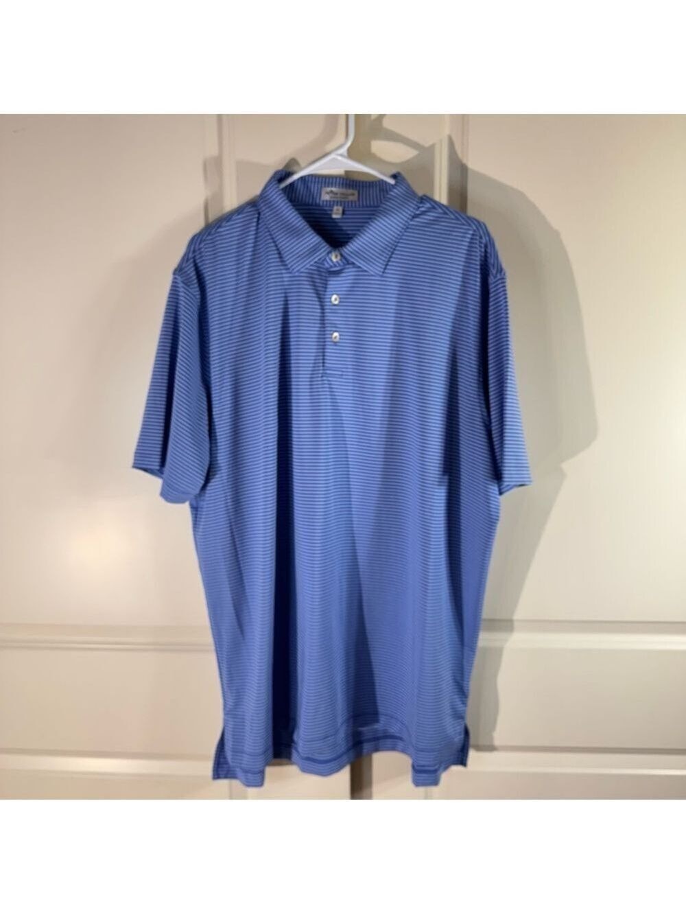 Peter Millar Blue Striped Summer Comfort Performance Polo/Golf Shirt XL